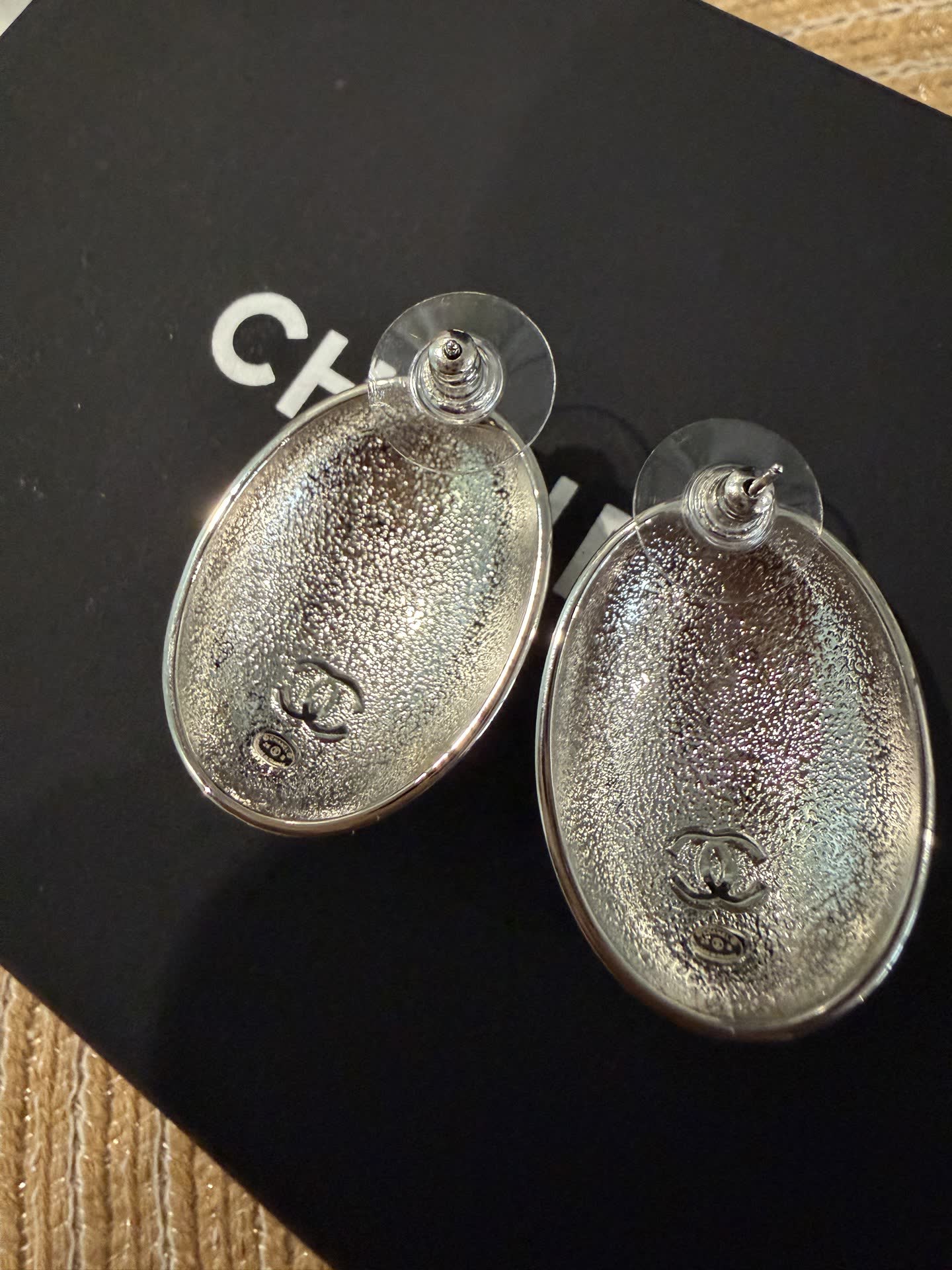 Chanel Silver CC Logo Earrings
