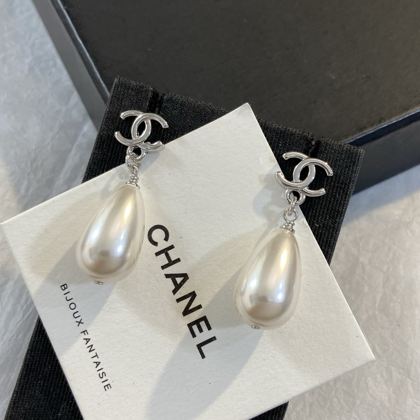 Chanel CC Pearl Drop Earrings