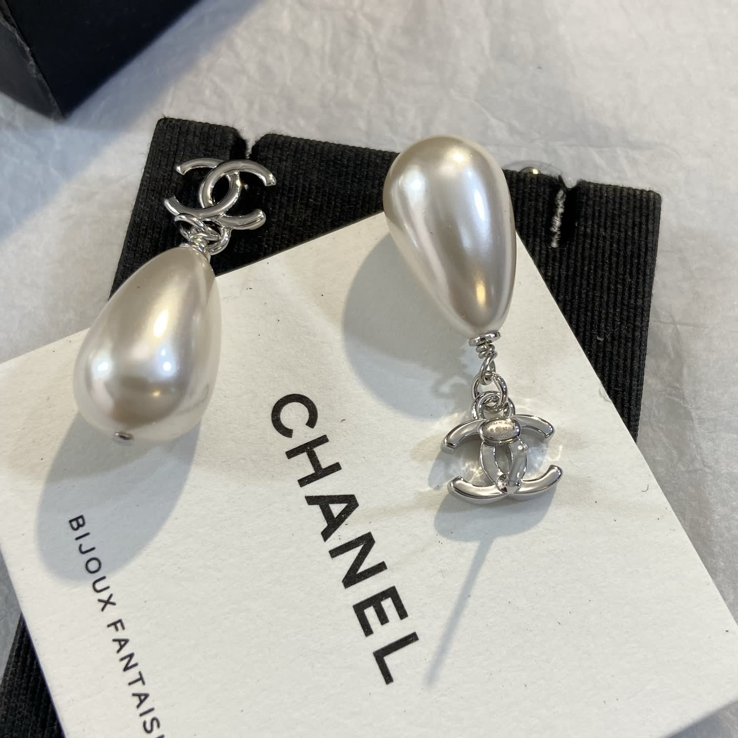 Chanel CC Pearl Drop Earrings