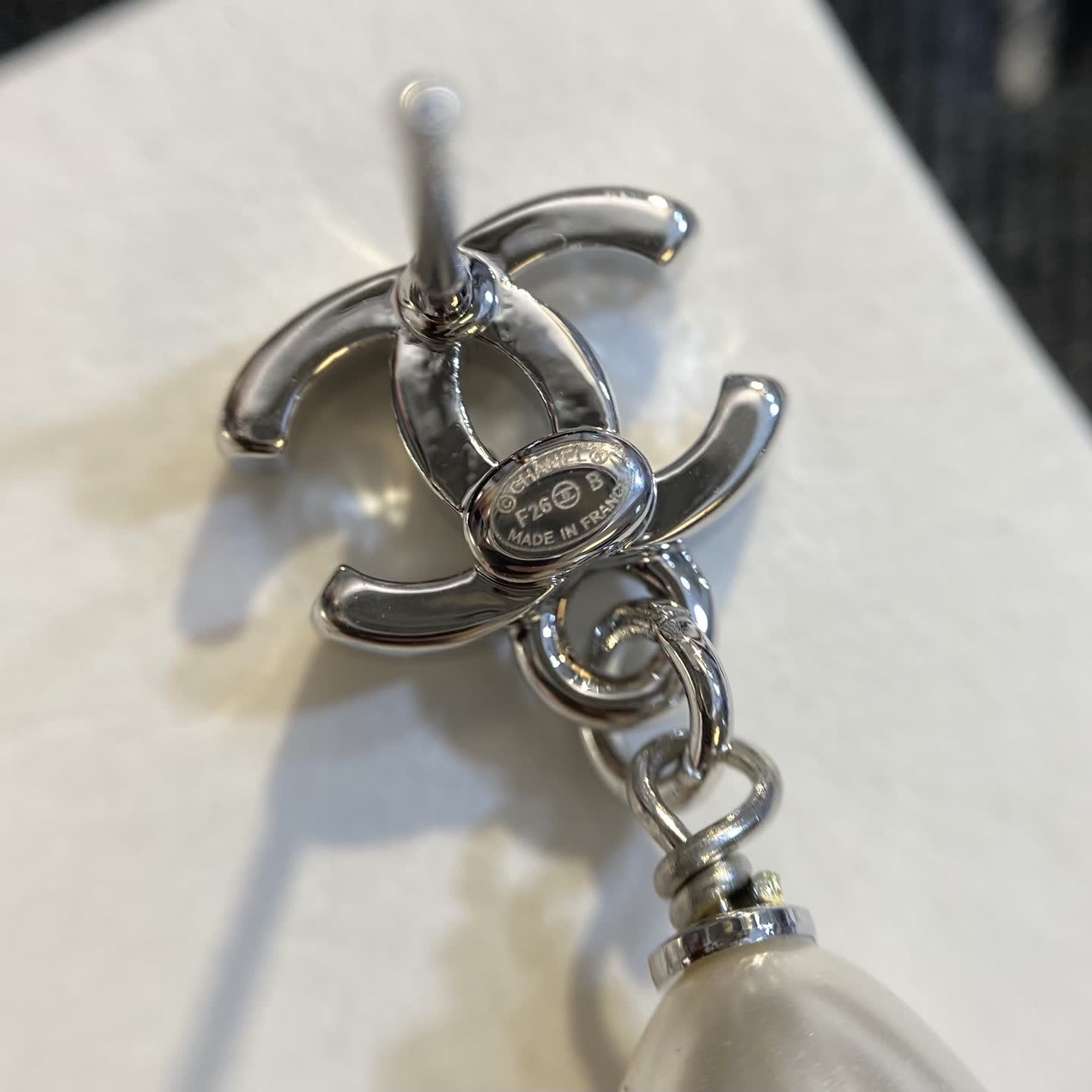 Chanel CC Pearl Drop Earrings