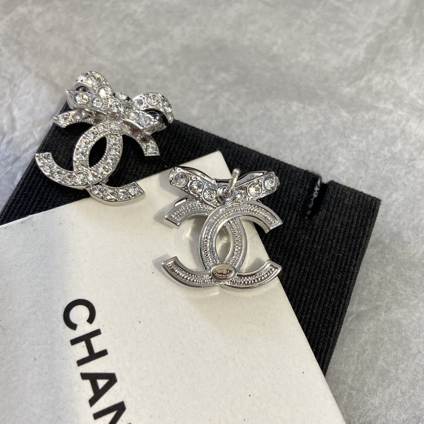 Chanel CC Bow Stud Earrings