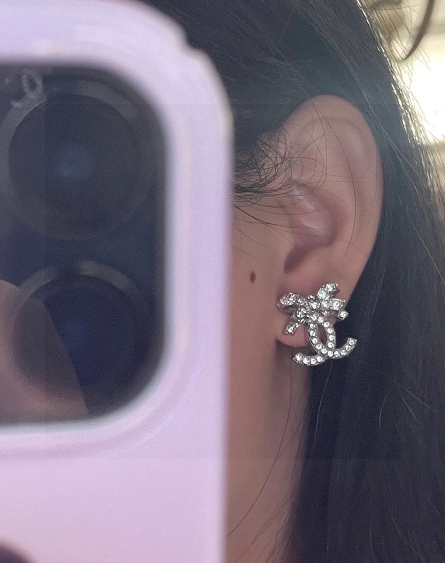 Chanel CC Bow Stud Earrings
