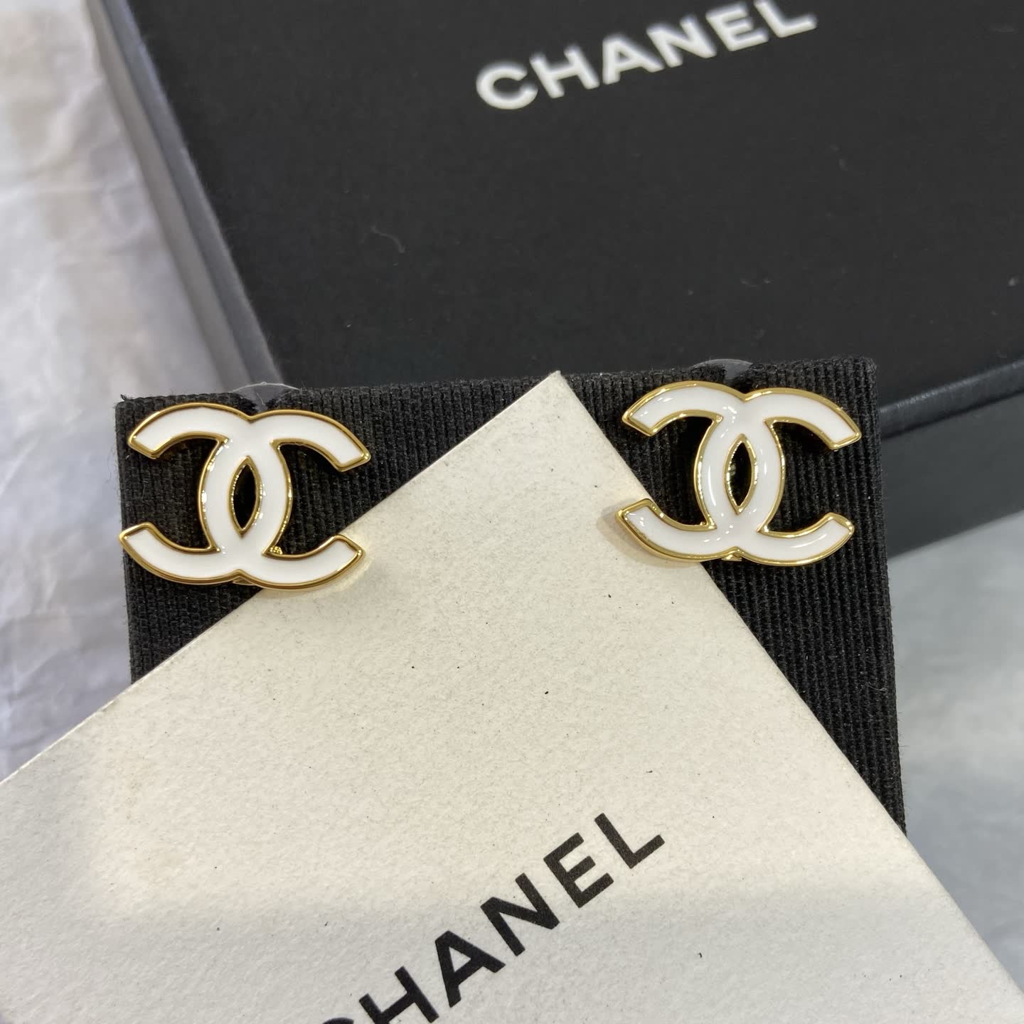 Chanel CC Logo Stud Earrings