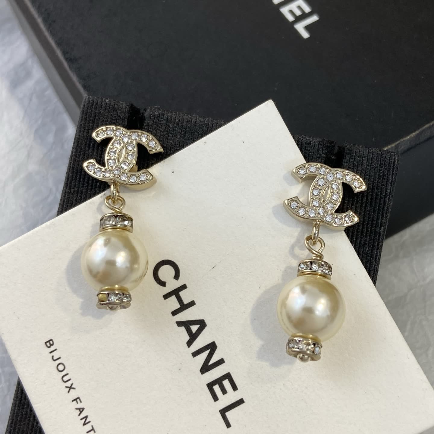 Chanel CC Pearl Earrings
