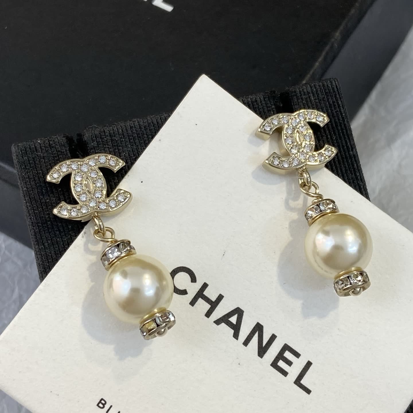 Chanel CC Pearl Earrings