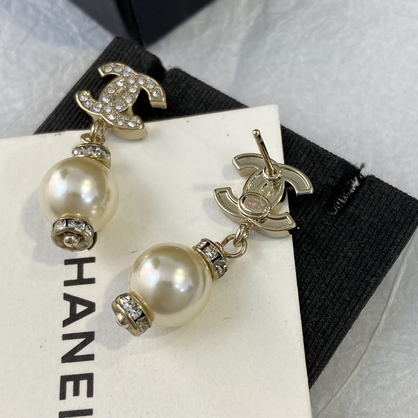 Chanel CC Pearl Earrings