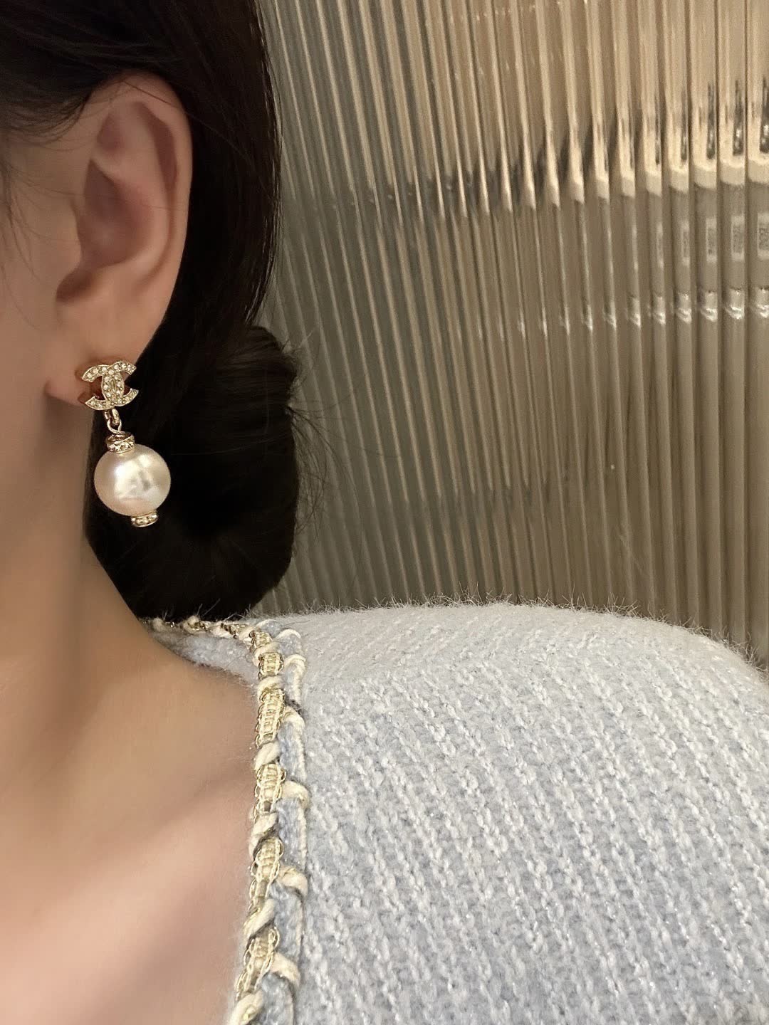 Chanel CC Pearl Earrings