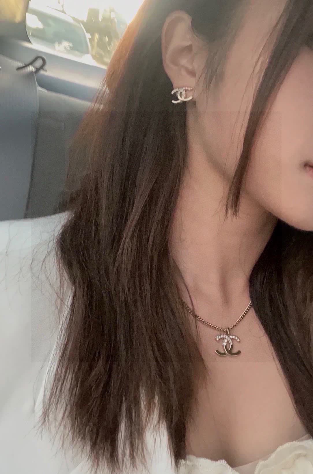 Chanel CC Logo Stud Earrings