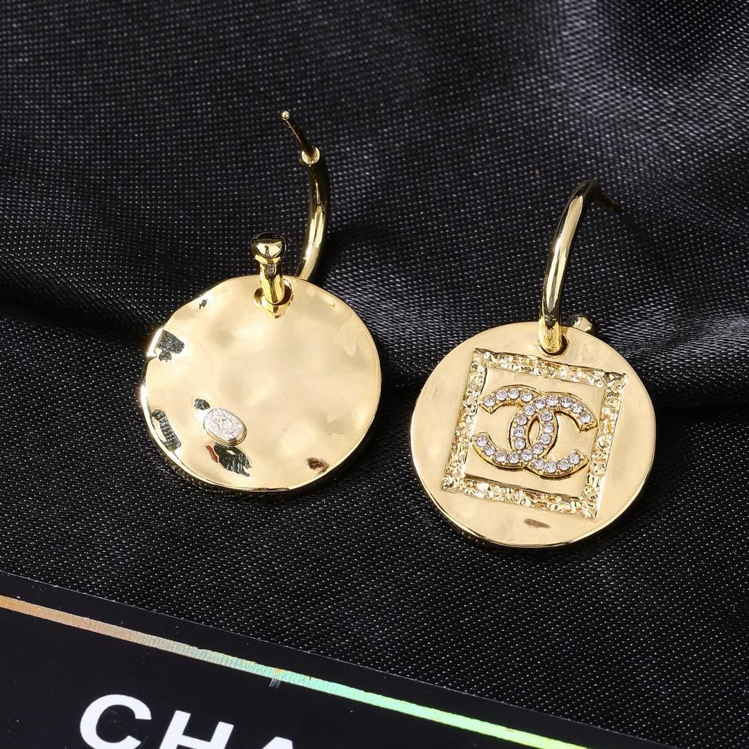 Chanel CC Logo Gold Tone Earrings