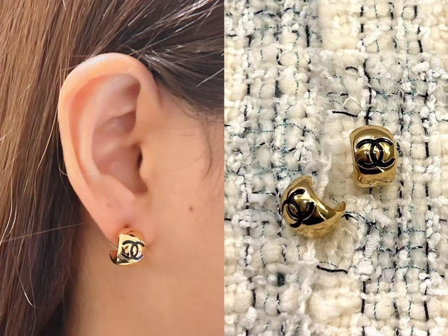 Chanel CC Logo Stud Earrings