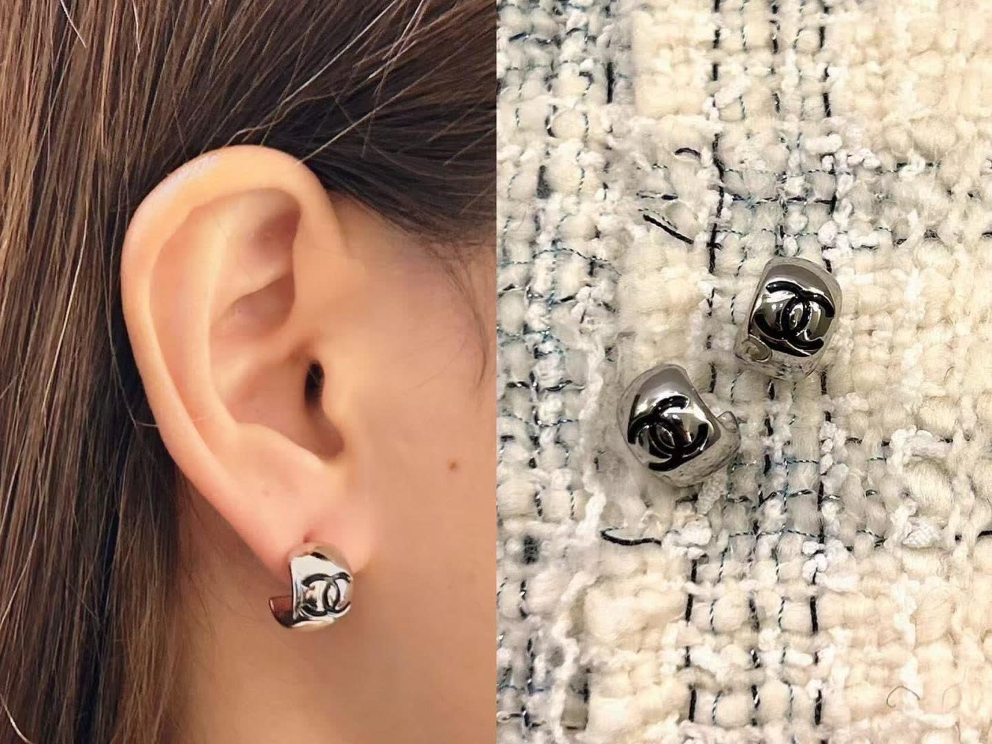 Chanel CC Logo Stud Earrings