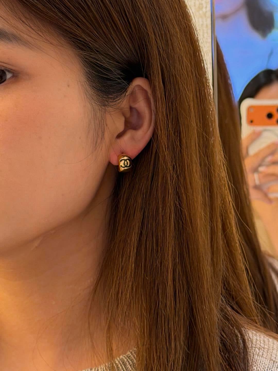 Chanel CC Logo Stud Earrings