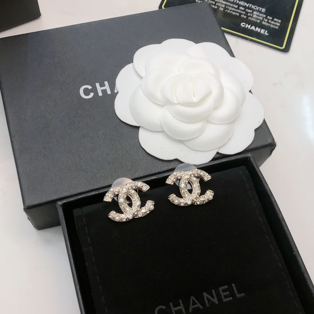 Chanel CC Logo Earrings
