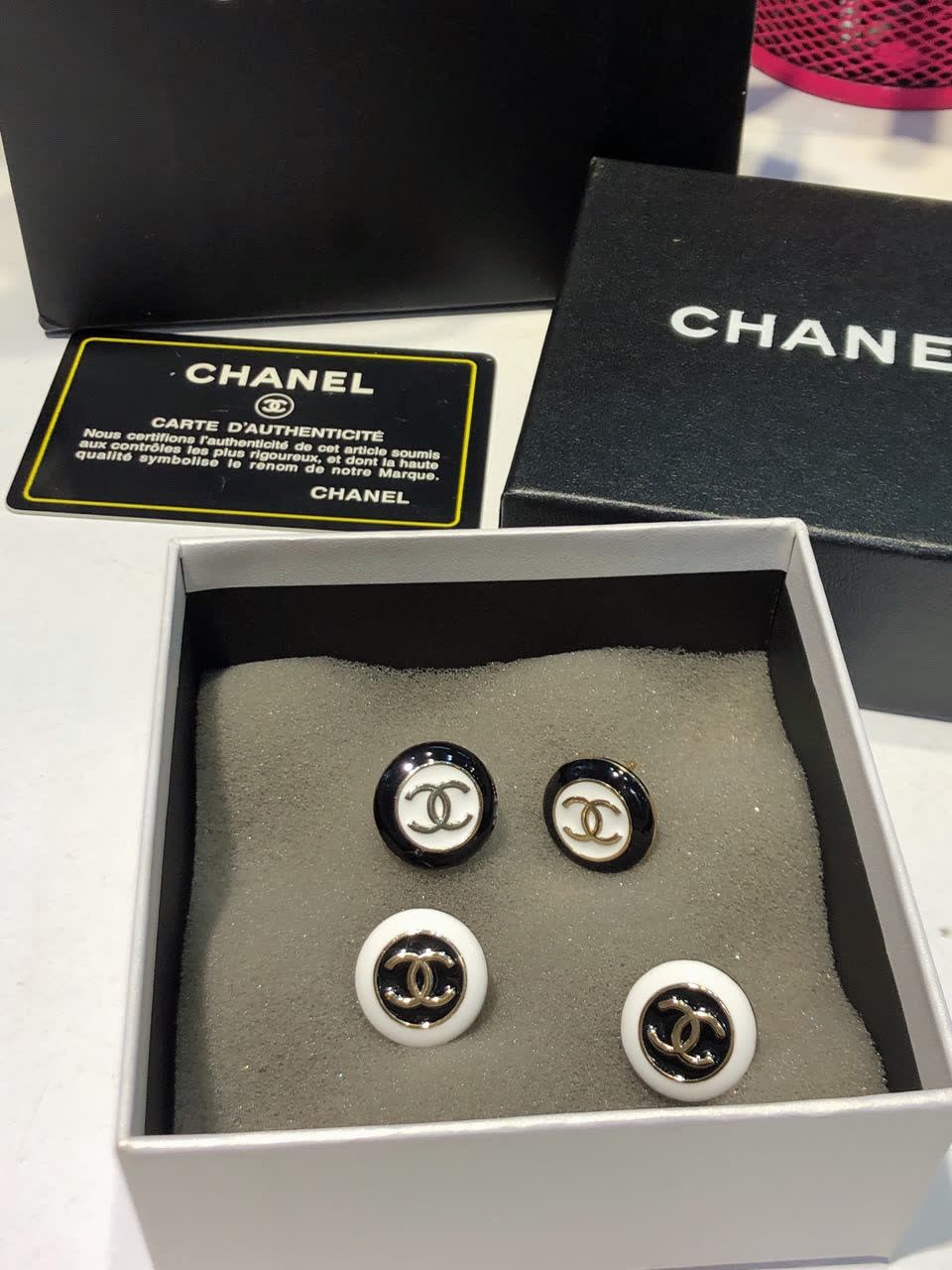 Chanel CC Logo Button Earrings Chanel CC Logo Button Earrings
