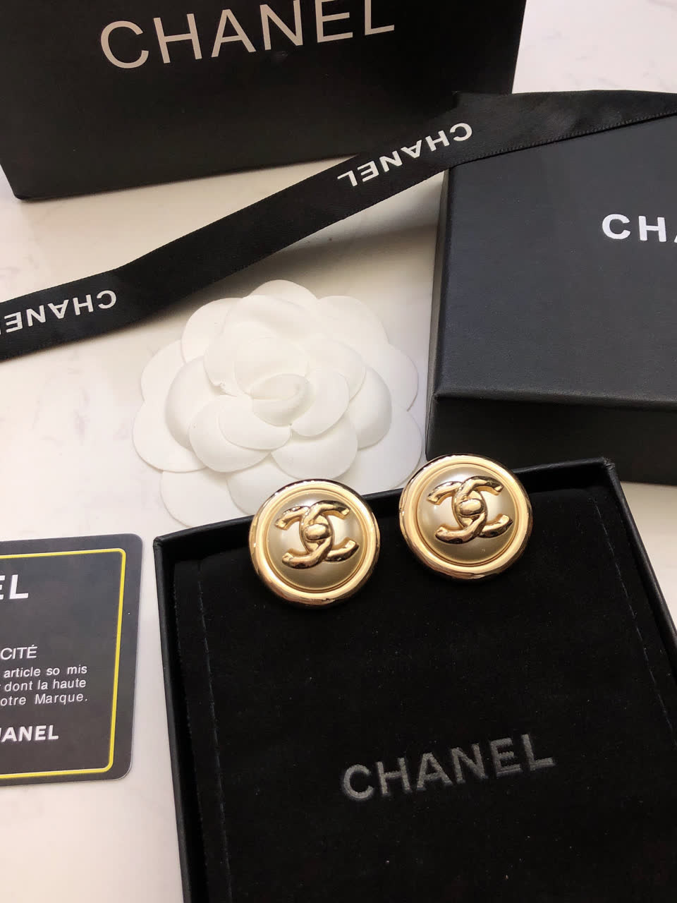 Chanel CC Logo Button Earrings Chanel CC Logo Button Earrings