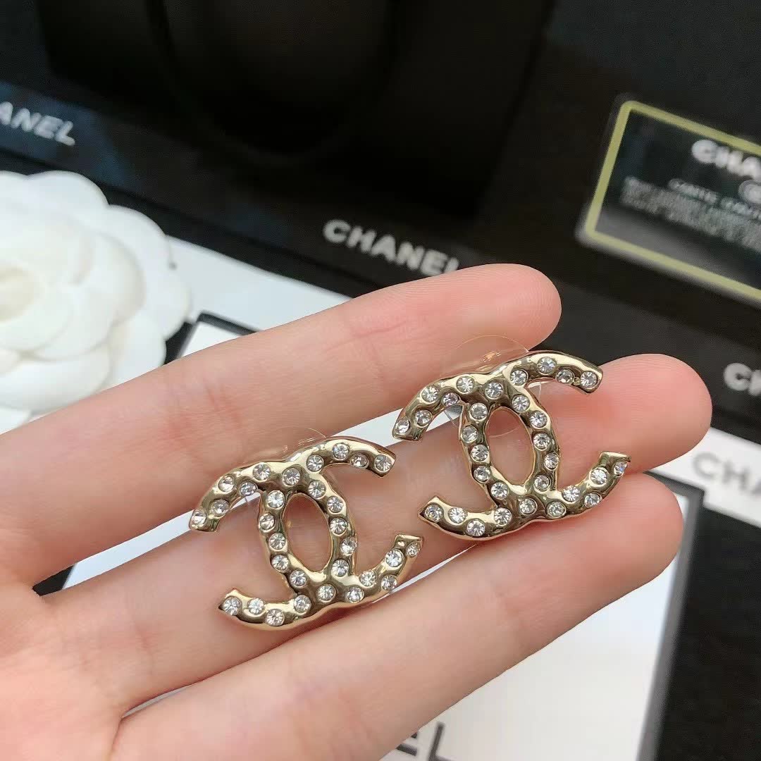 Chanel CC Logo Stud Earrings