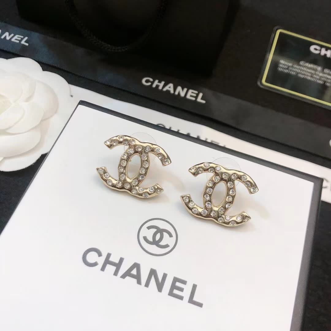 Chanel CC Logo Stud Earrings
