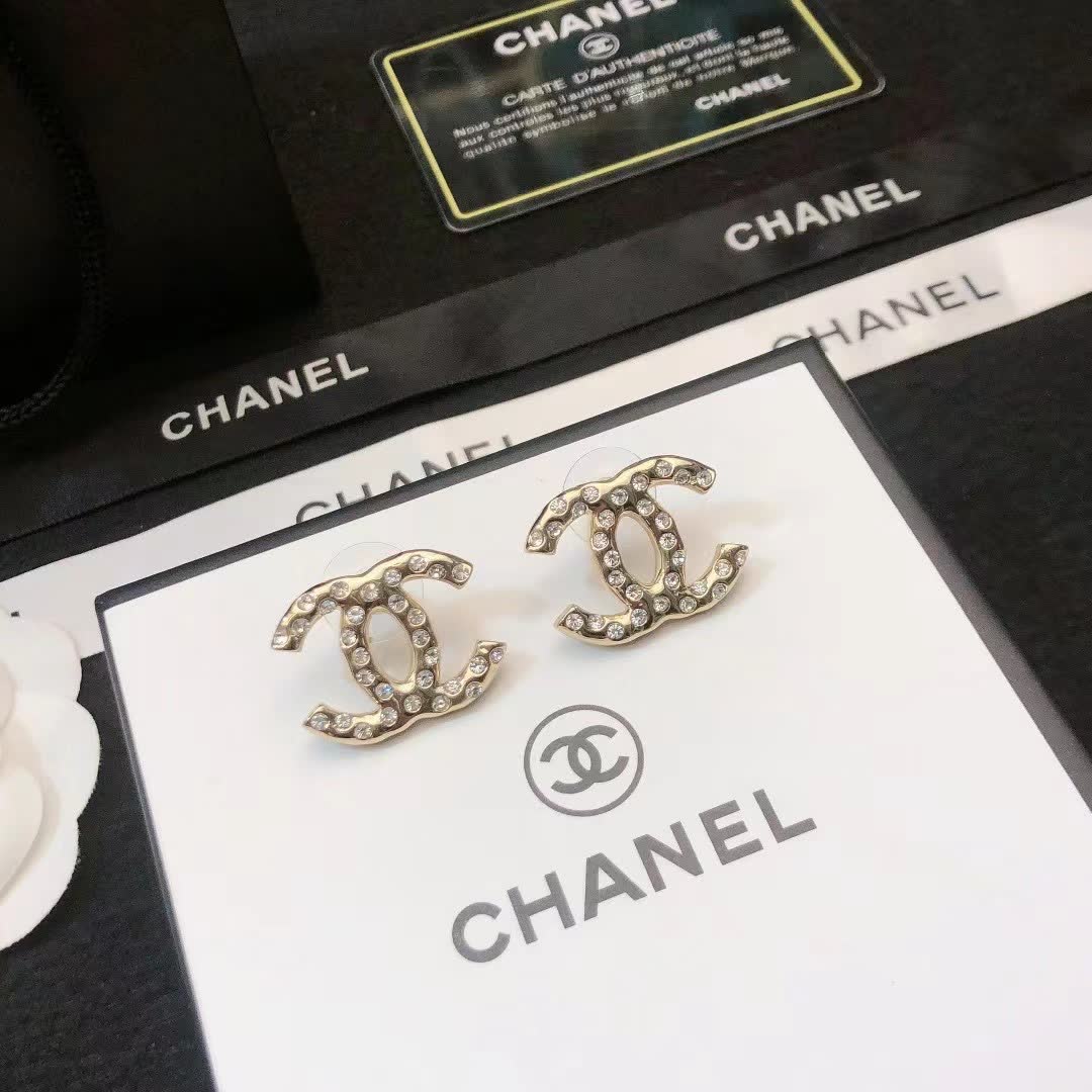 Chanel CC Logo Stud Earrings