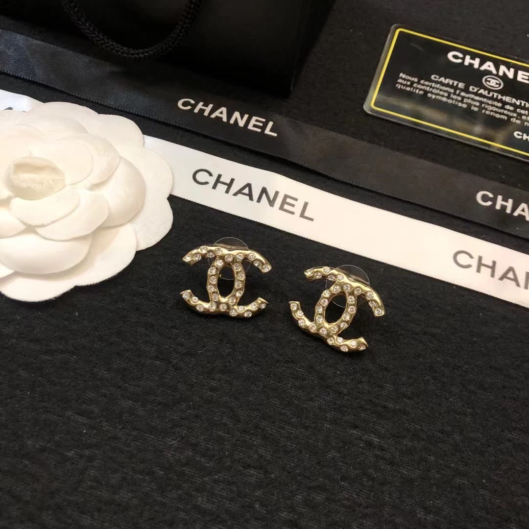 Chanel CC Logo Stud Earrings