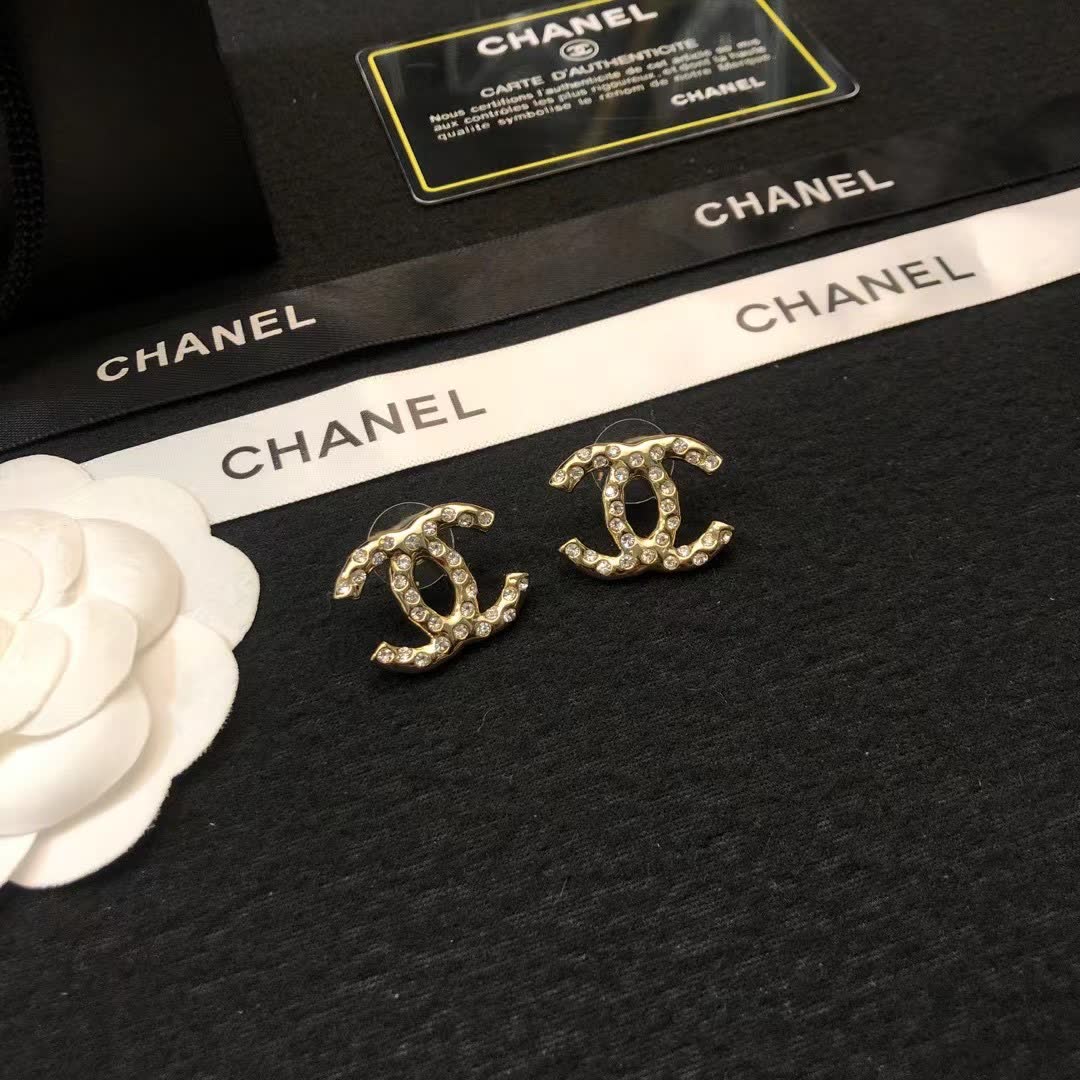 Chanel CC Logo Stud Earrings