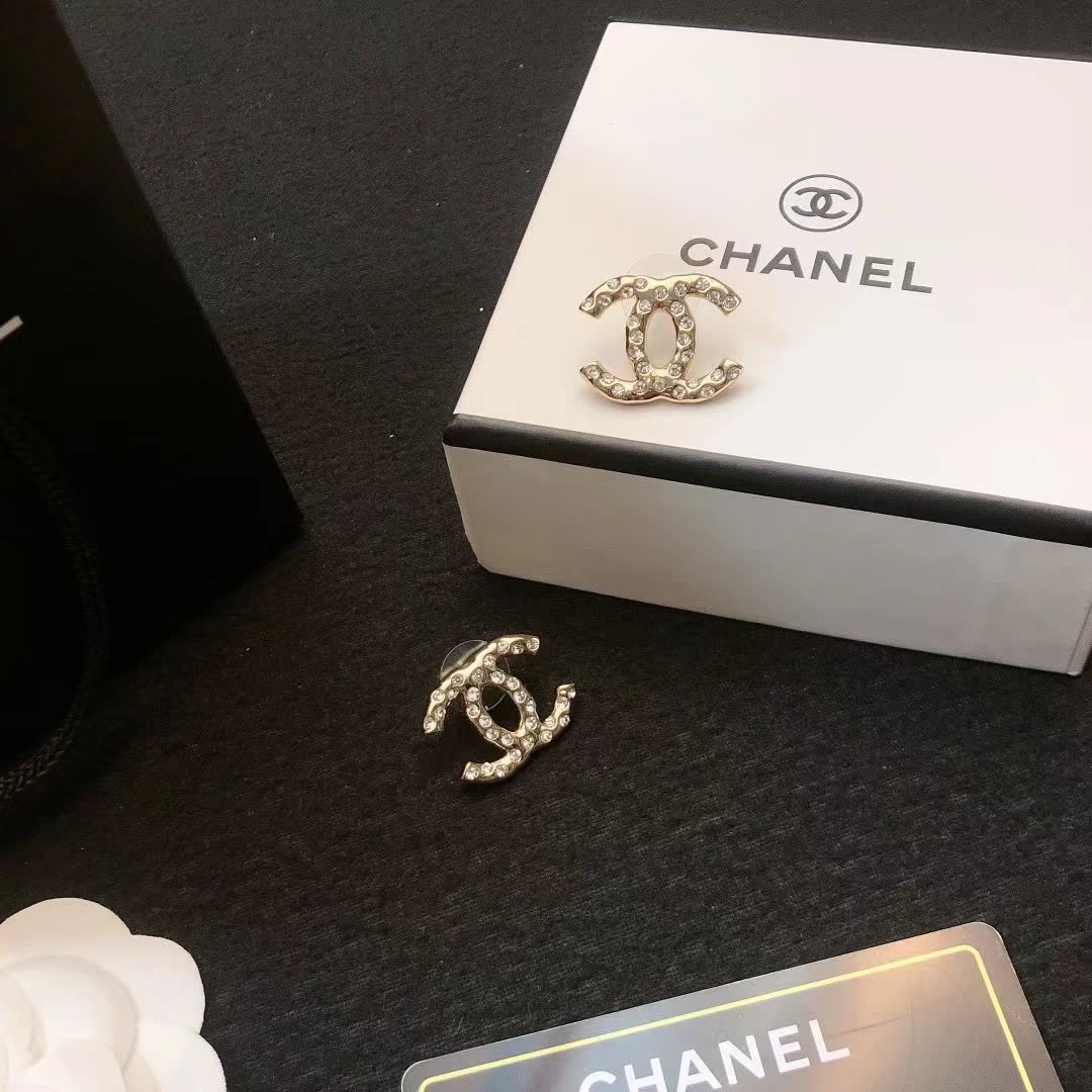 Chanel CC Logo Stud Earrings