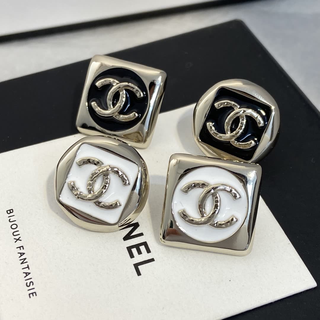 Chanel CC Logo Stud Earrings
