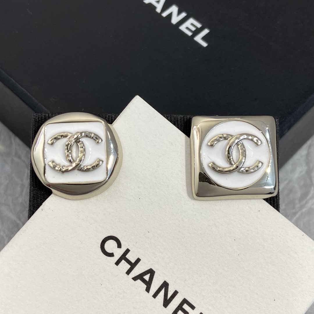Chanel CC Logo Stud Earrings