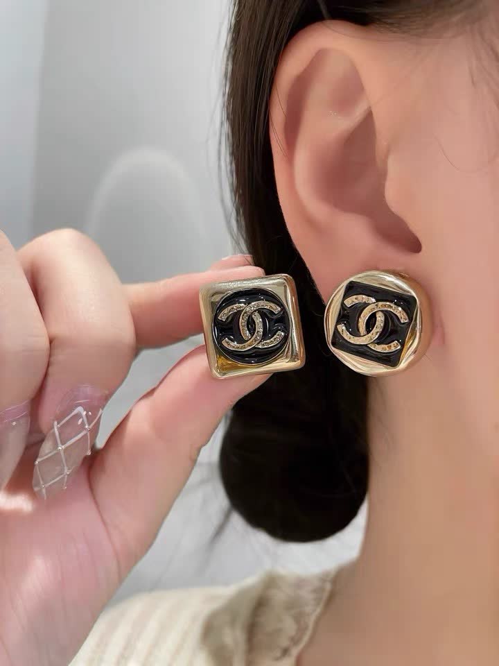 Chanel CC Logo Stud Earrings