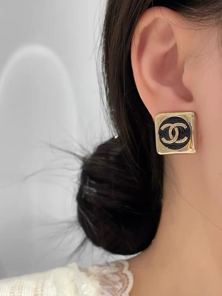 Chanel CC Logo Stud Earrings