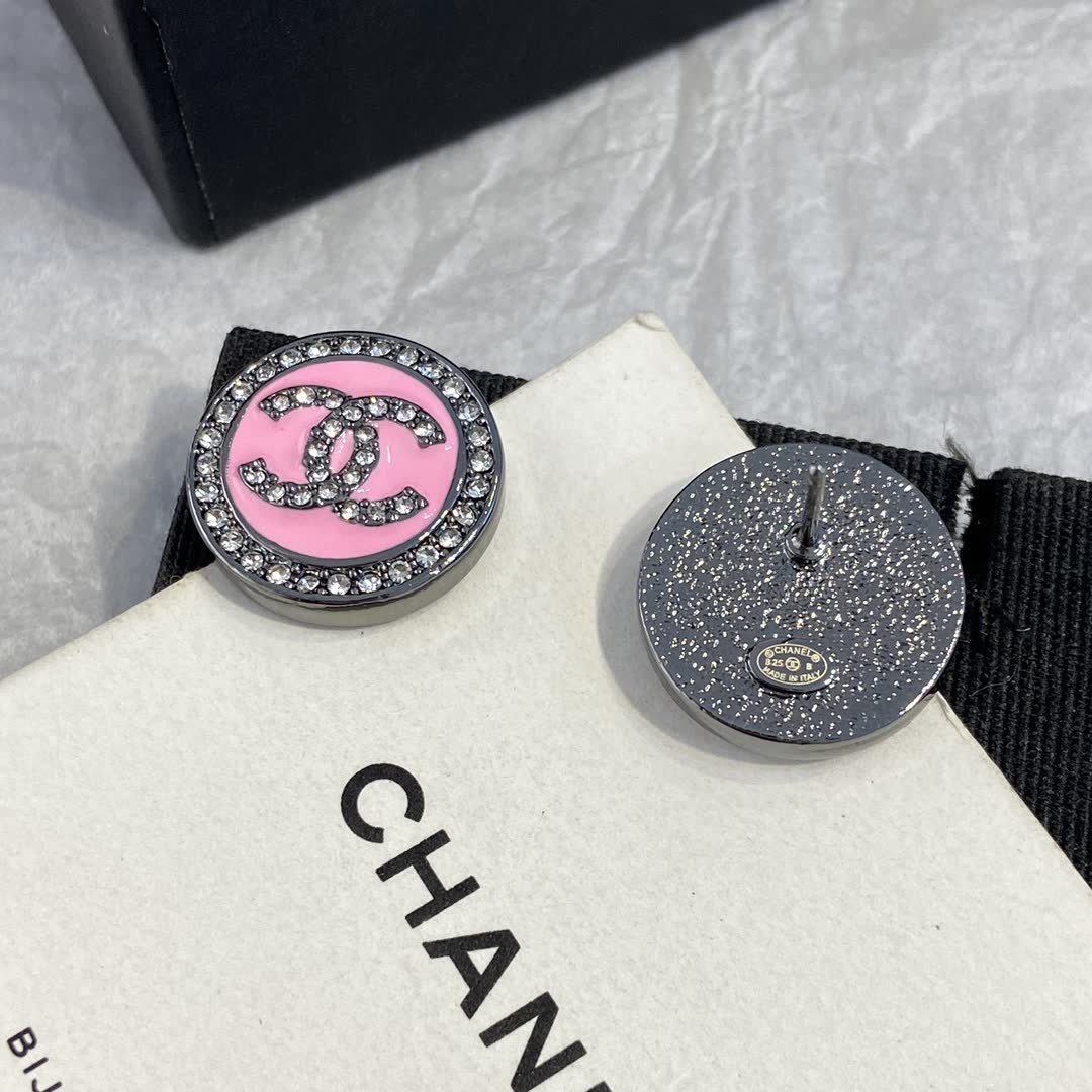 Chanel CC Pink Crystal Earrings