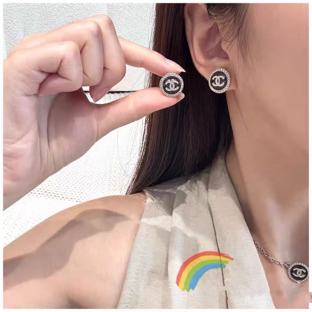 Chanel CC Pink Crystal Earrings