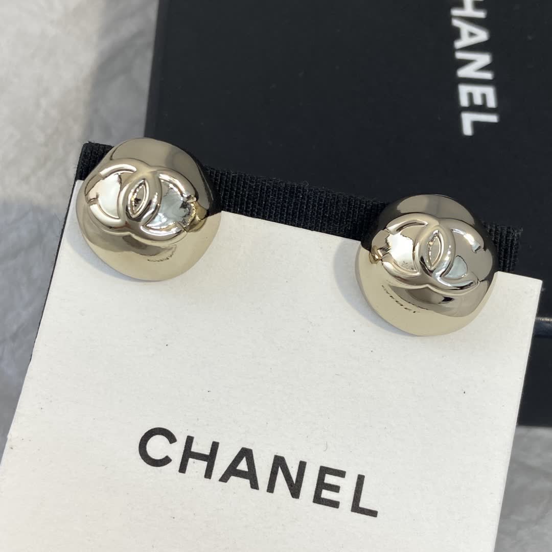 Chanel CC Logo Stud Earrings