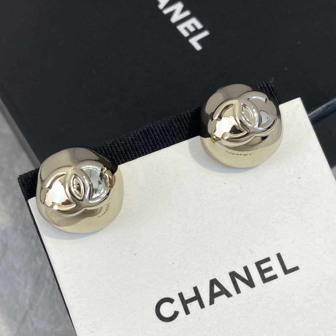 Chanel CC Logo Stud Earrings