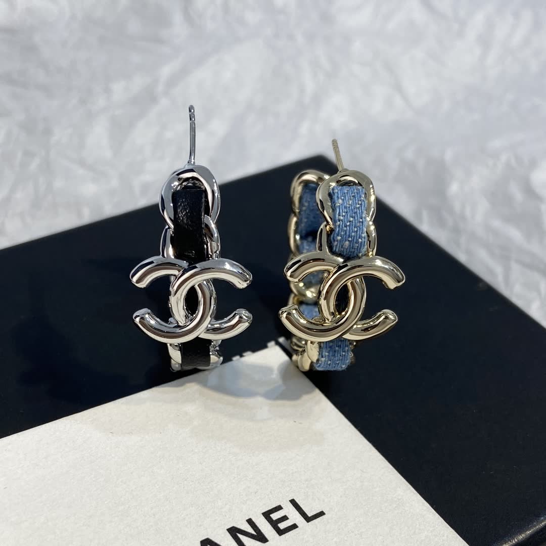 Chanel CC Logo Hoop Earrings Chanel CC Logo Hoop Earrings