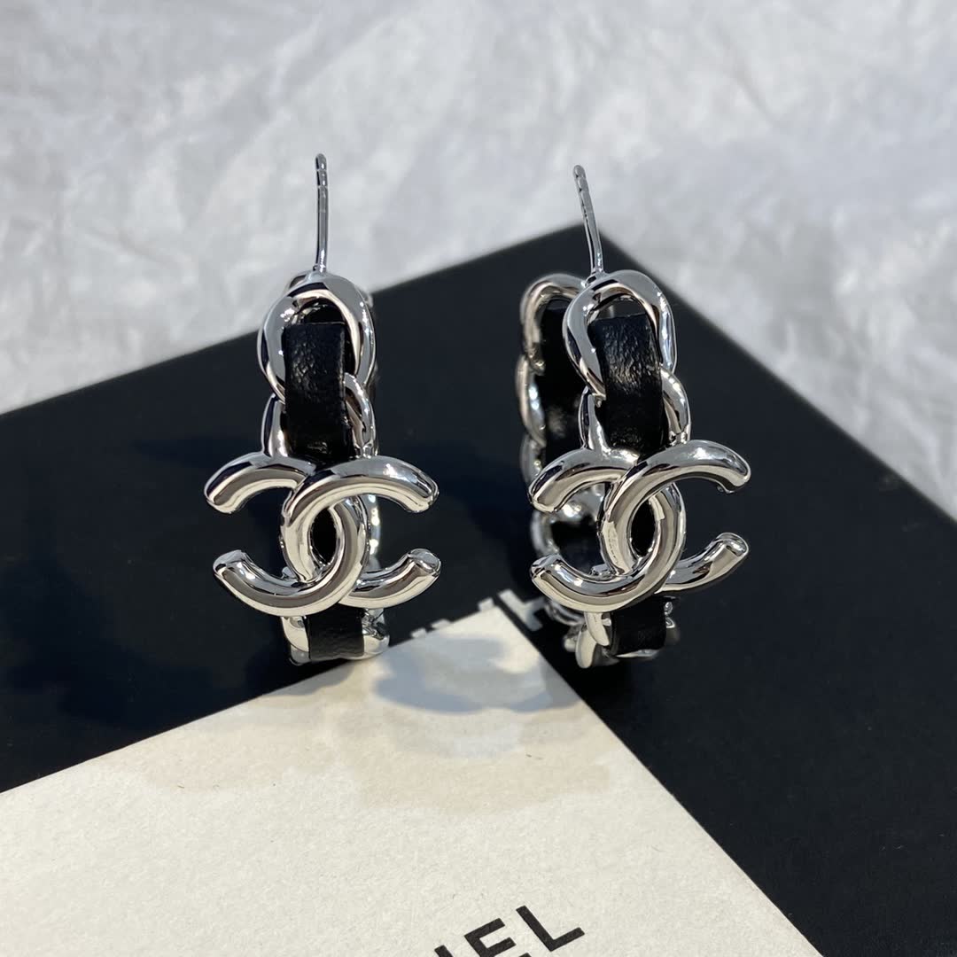 Chanel CC Logo Hoop Earrings