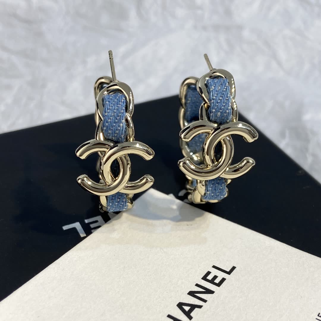 Chanel CC Logo Hoop Earrings