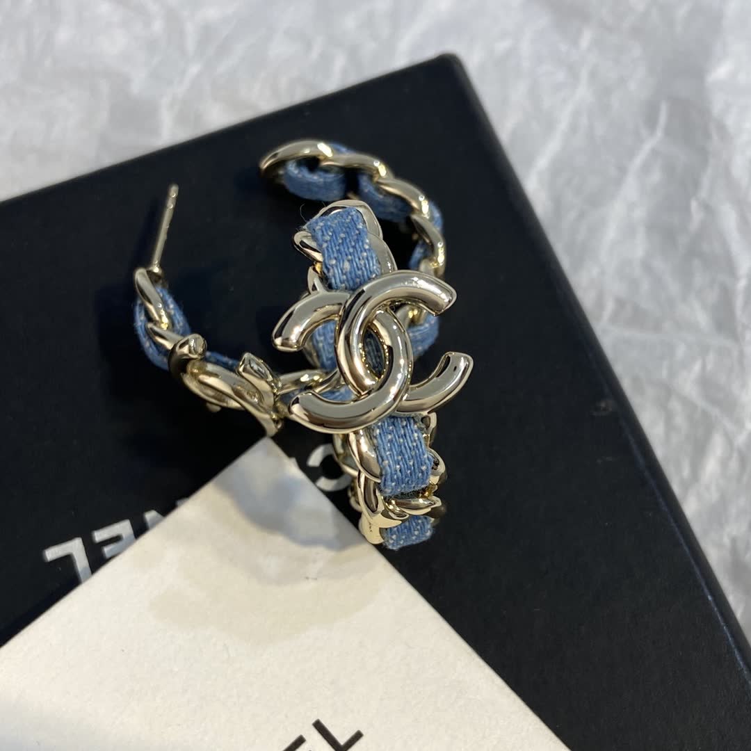 Chanel CC Logo Hoop Earrings
