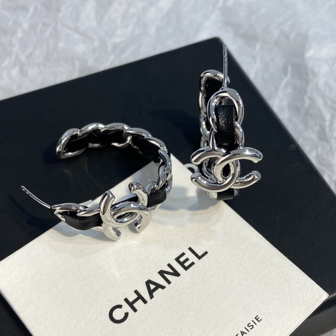Chanel CC Logo Hoop Earrings
