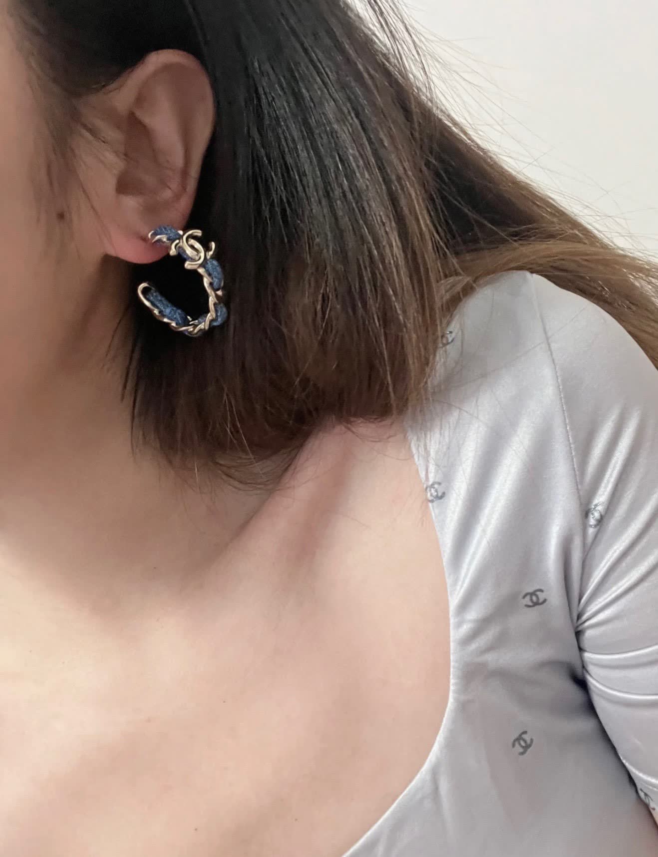 Chanel CC Logo Hoop Earrings