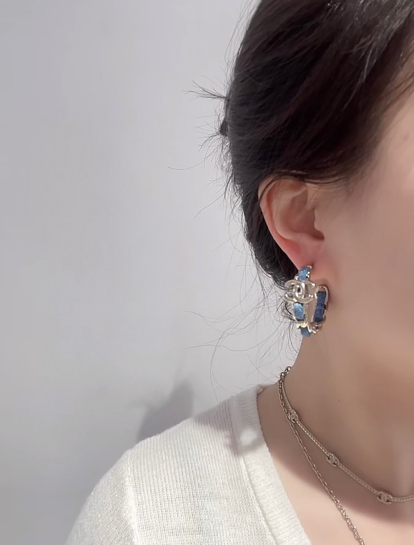 Chanel CC Logo Hoop Earrings