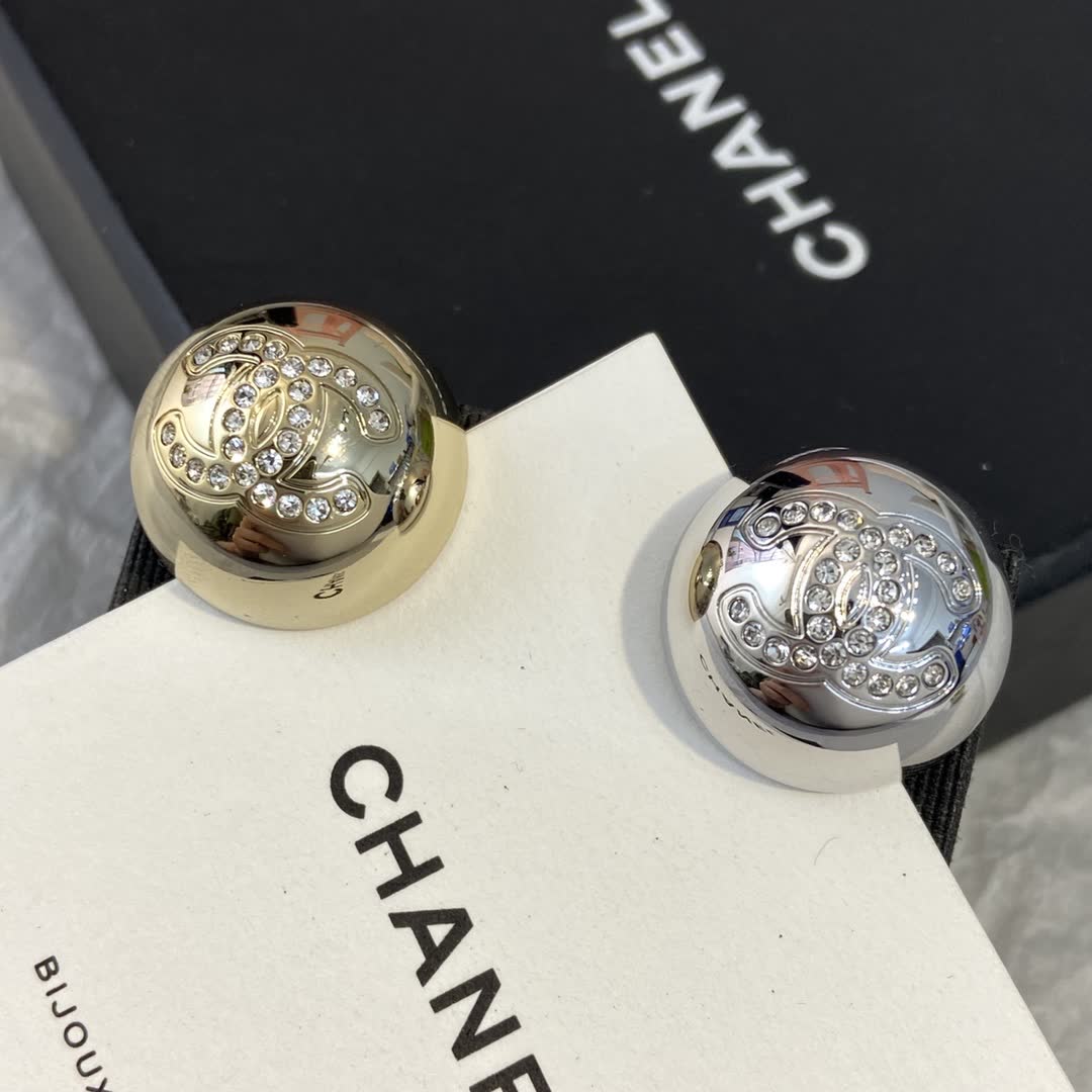 Chanel CC Crystal Stud Earrings