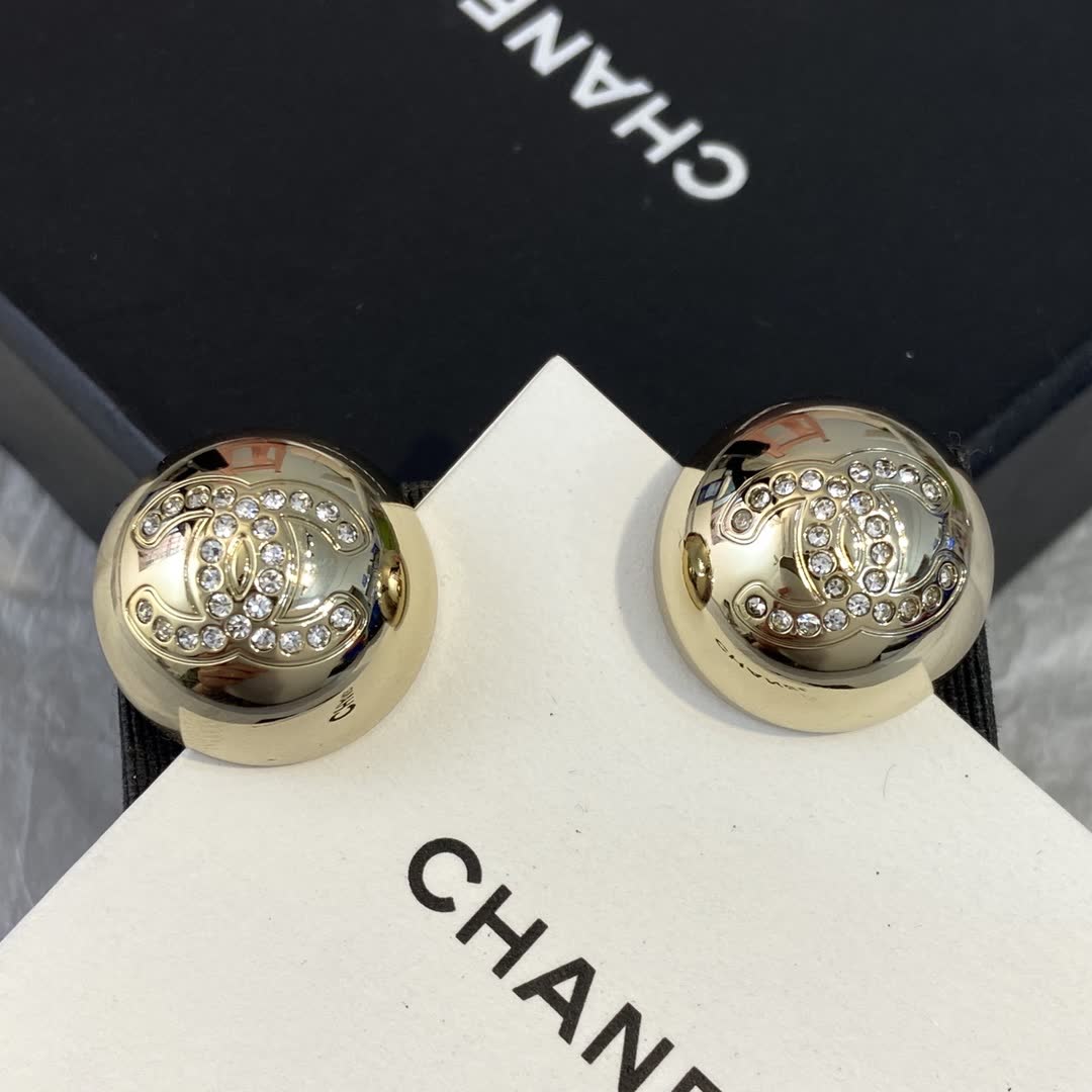 Chanel CC Crystal Stud Earrings