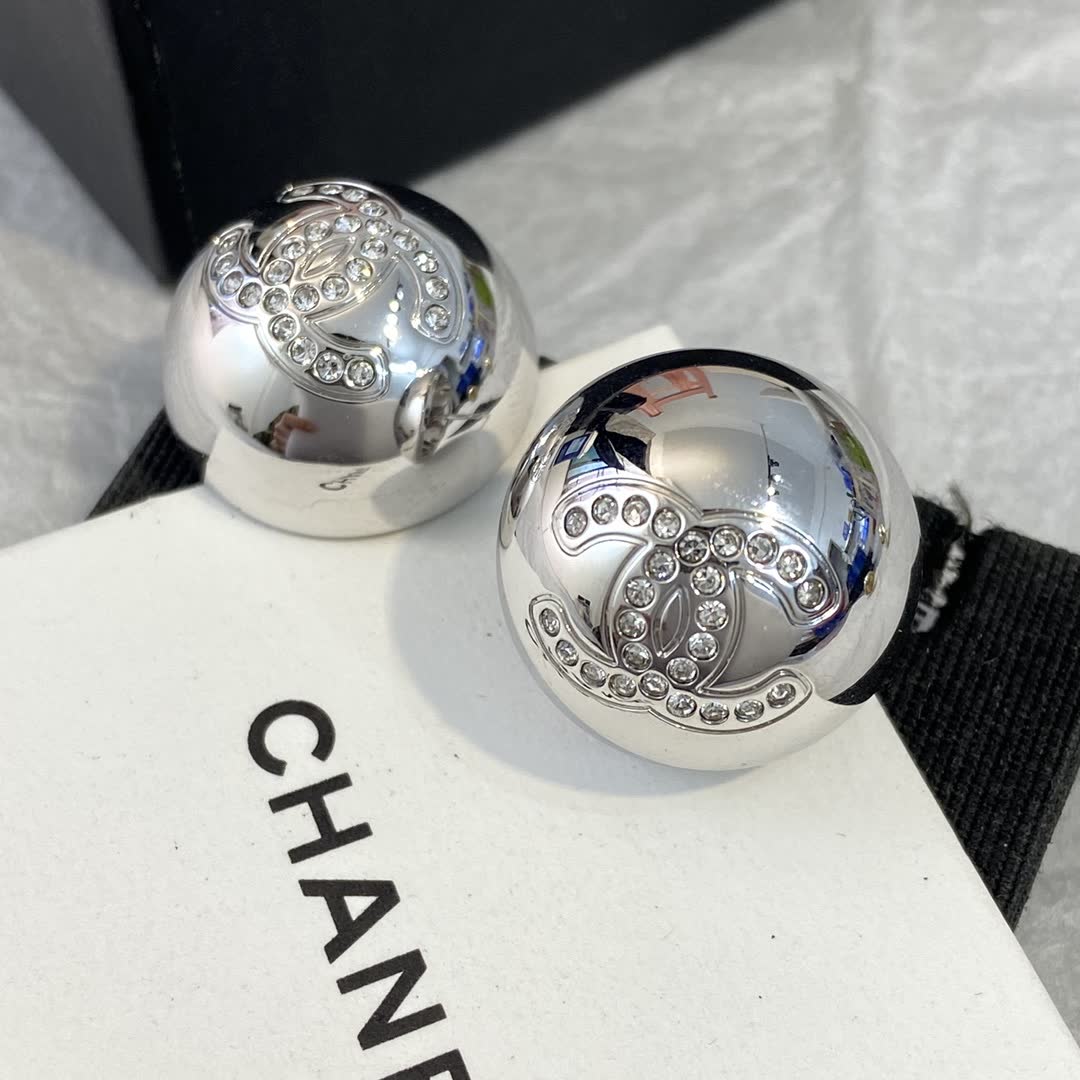 Chanel CC Crystal Stud Earrings