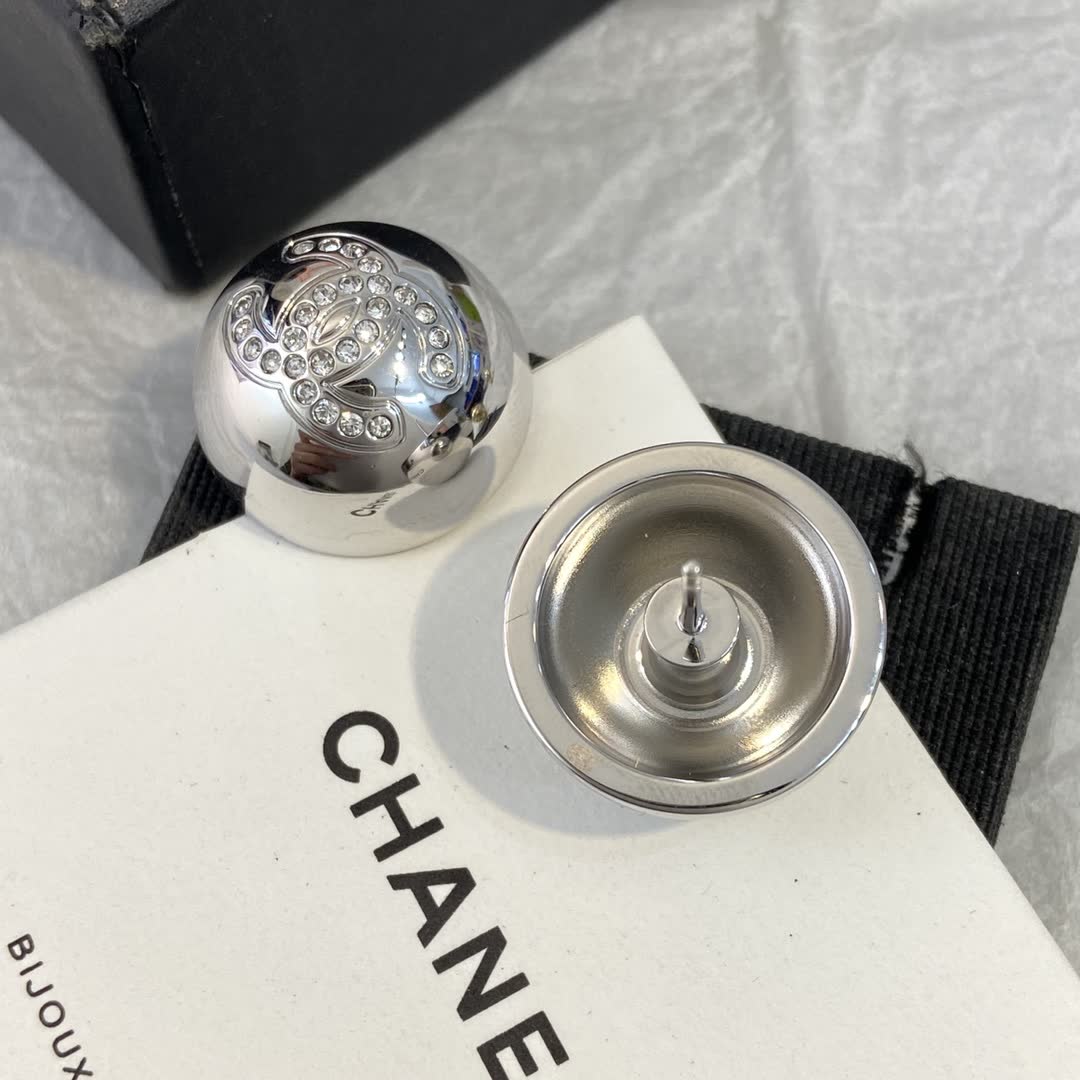 Chanel CC Crystal Stud Earrings