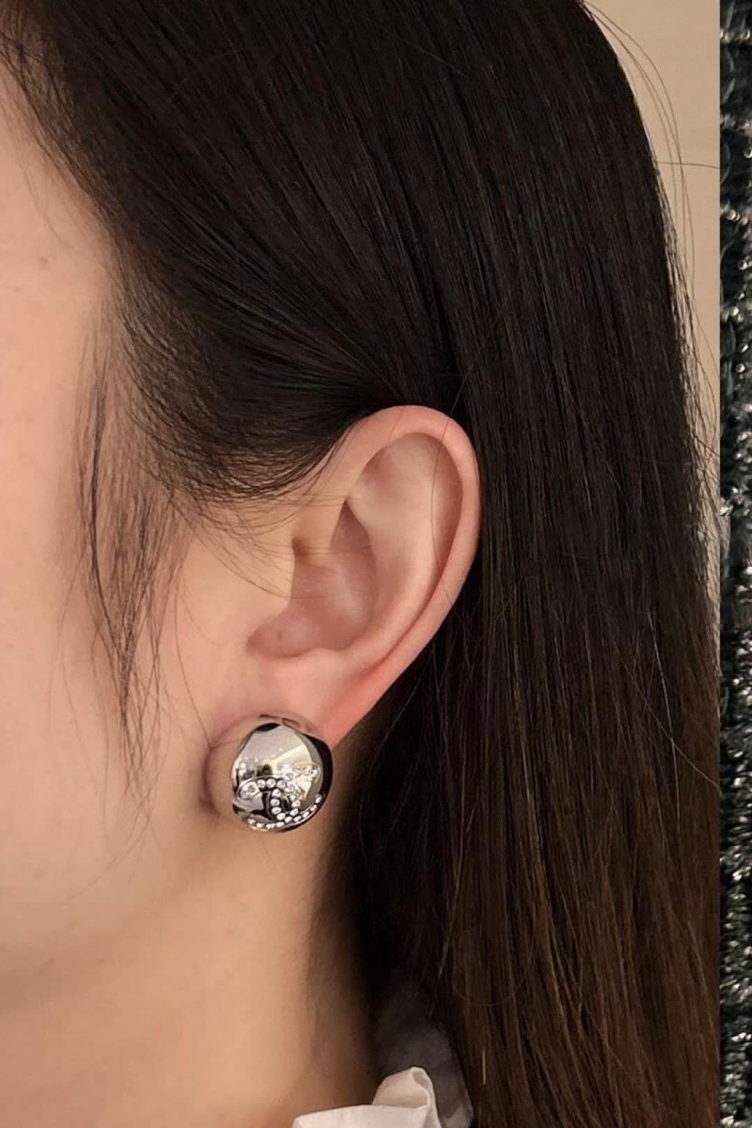 Chanel CC Crystal Stud Earrings