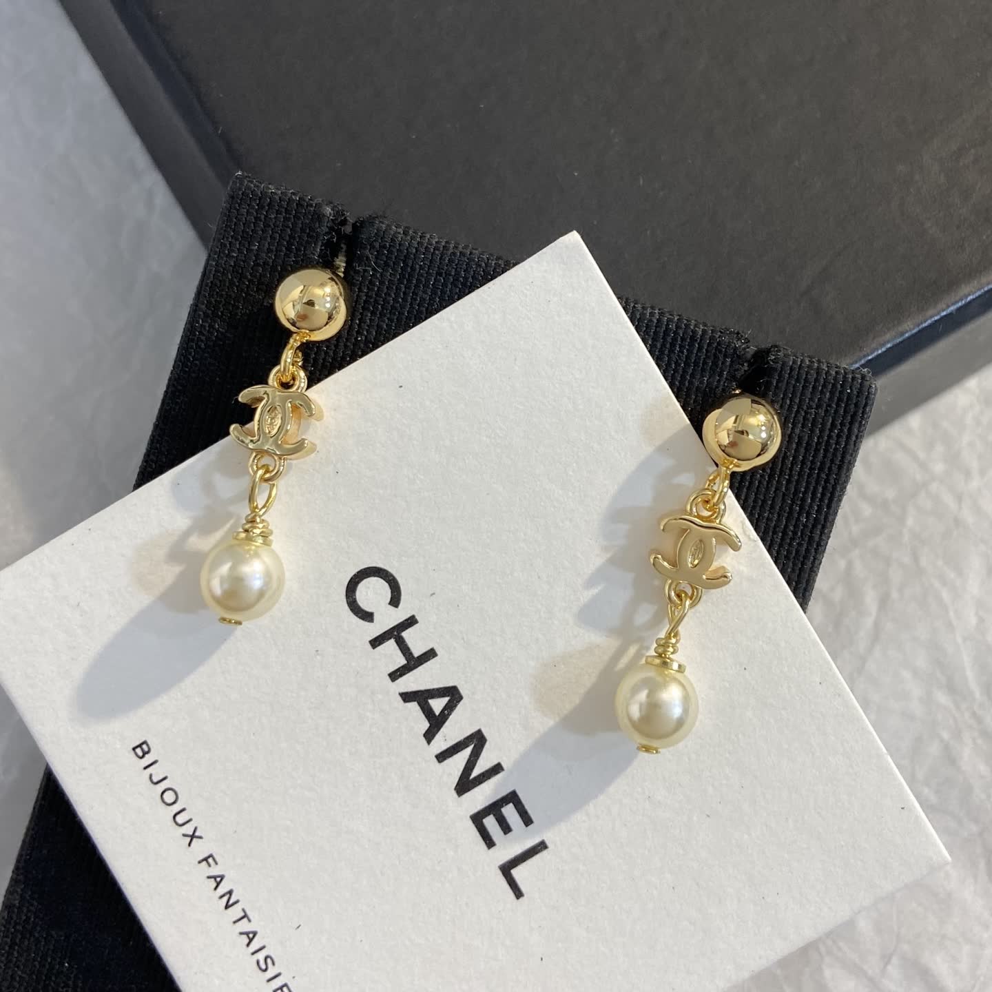 Chanel Gold Tone Pearl Earrings