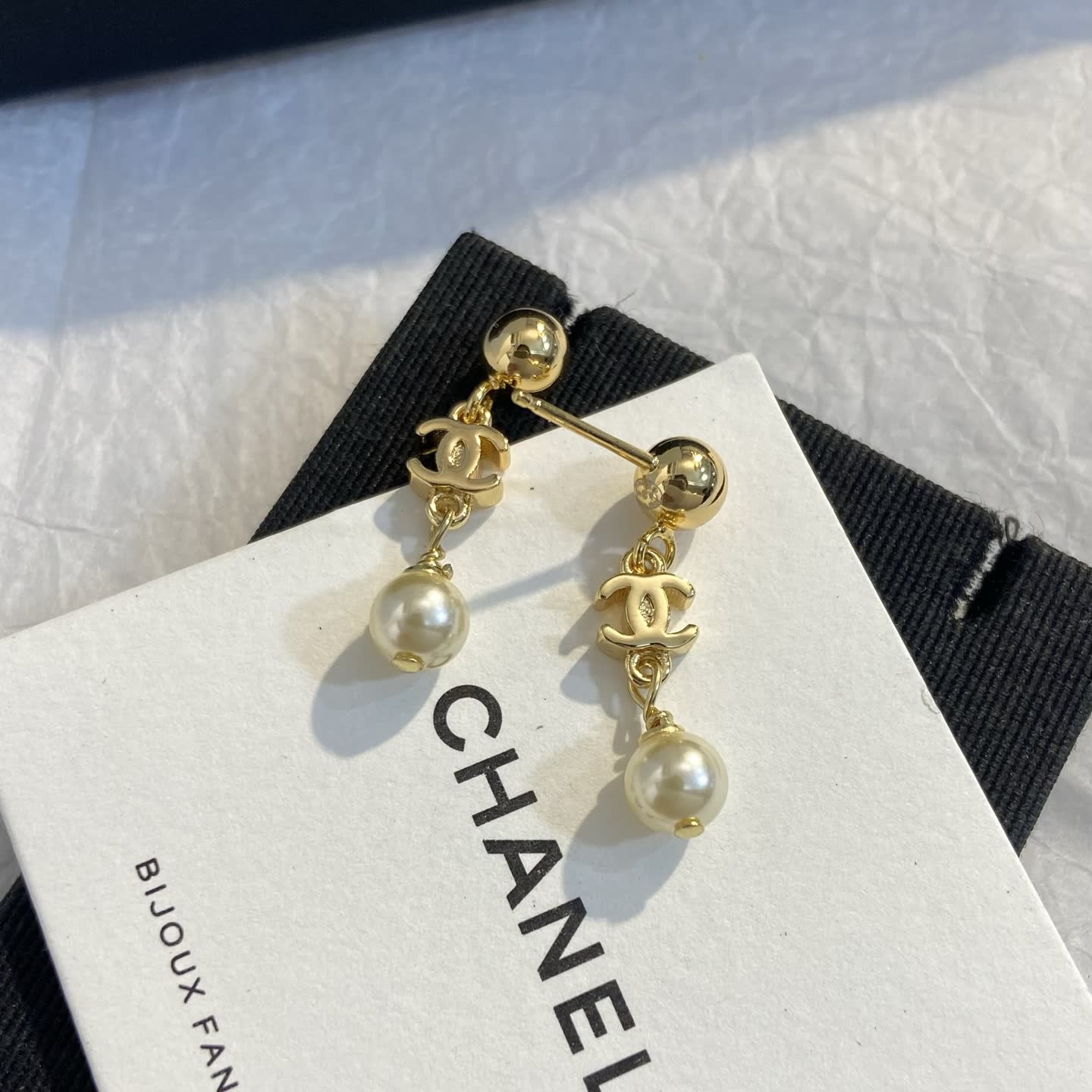 Chanel Gold Tone Pearl Earrings