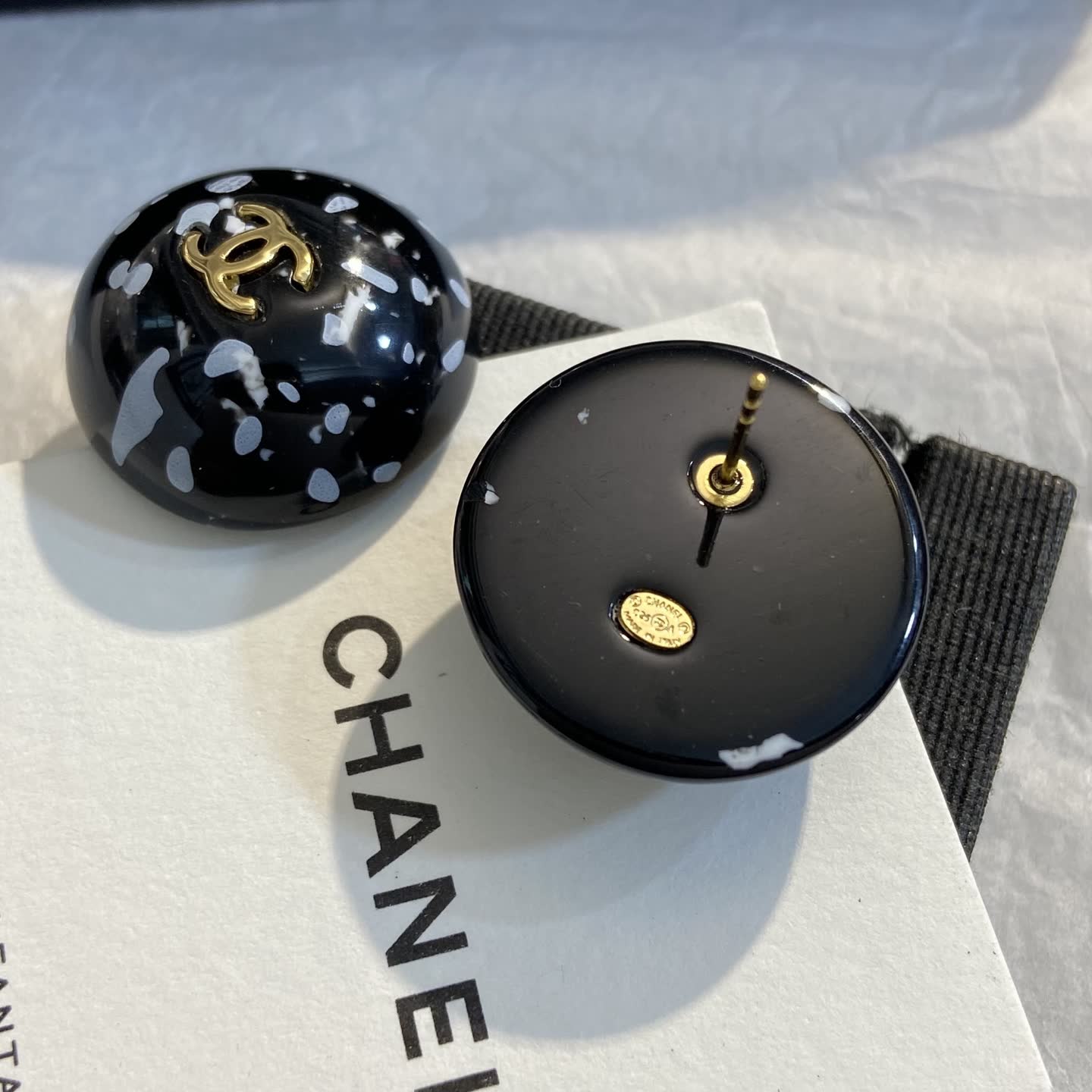 Chanel Marble Effect Earrings