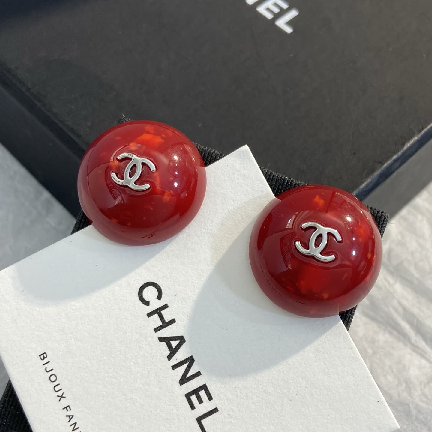 Chanel Red Beaded Earrings