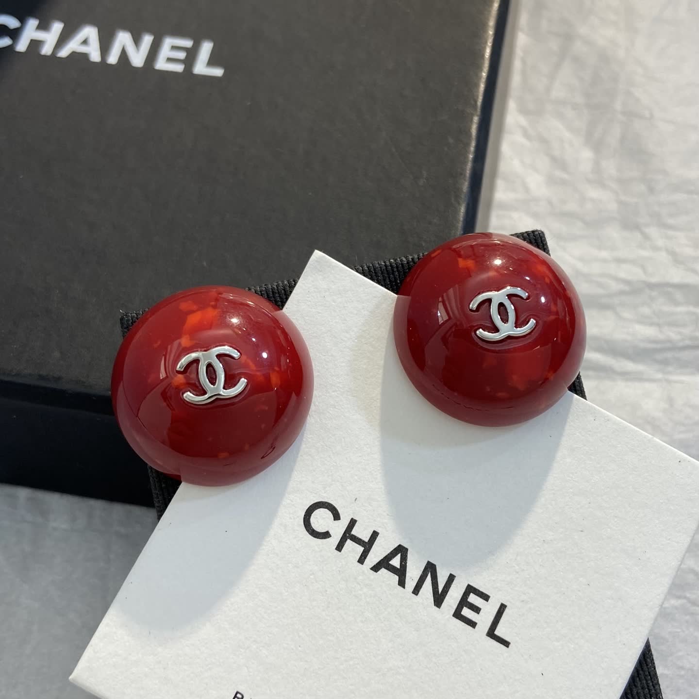 Chanel Red Beaded Earrings